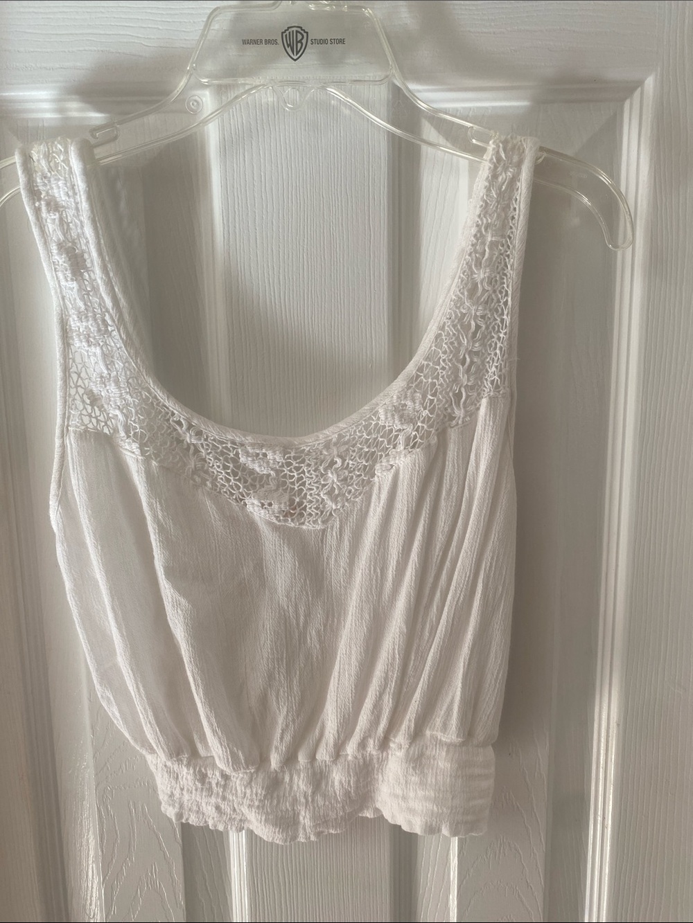 Band of Gypsies Cream Crochet Scoop Neck Tank